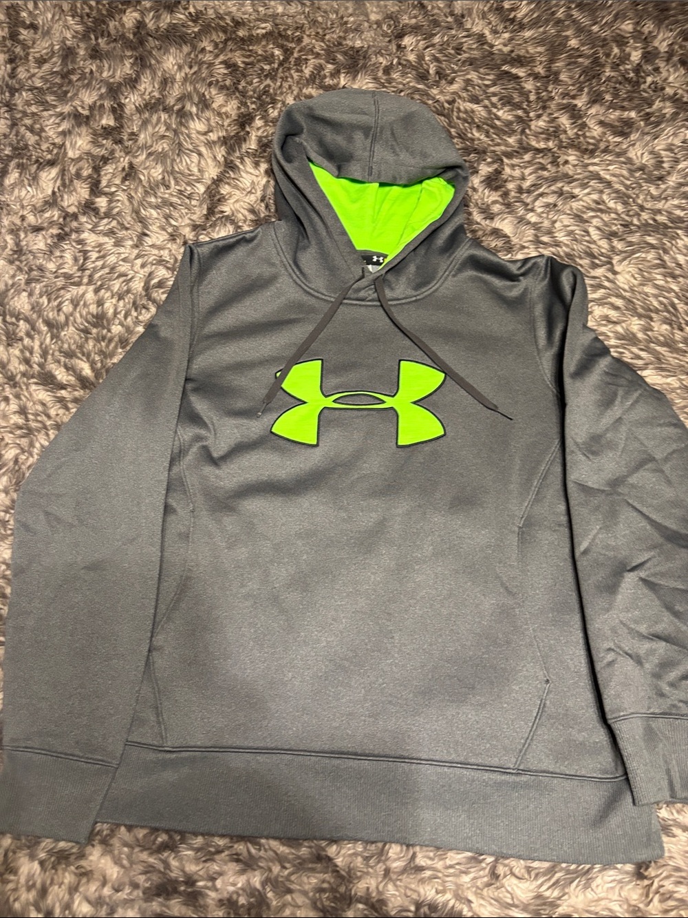 Under Armour Grey Pullover Hoodie with Bright Green Logo